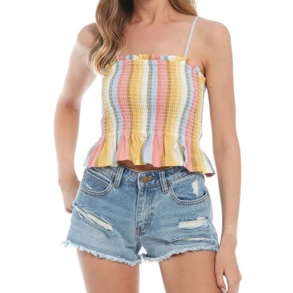 Billabong Keep Your Cool Stripe Ruffle Crop Tank Top Size M Medium NWT - Picture 11 of 11